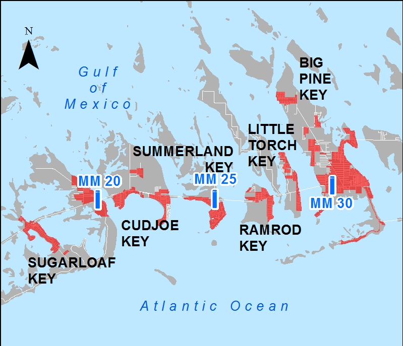 map with Cudjoe wastewater district shaded