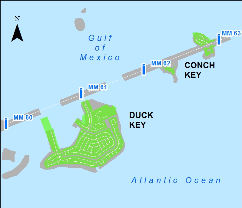 map with Duck Key wastewater district shaded